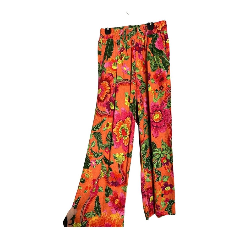 Cynthia Rowley Floral Linen Pants Tropical Small Rayon Loose Casual Cruise Vacay - Picture 2 of 7